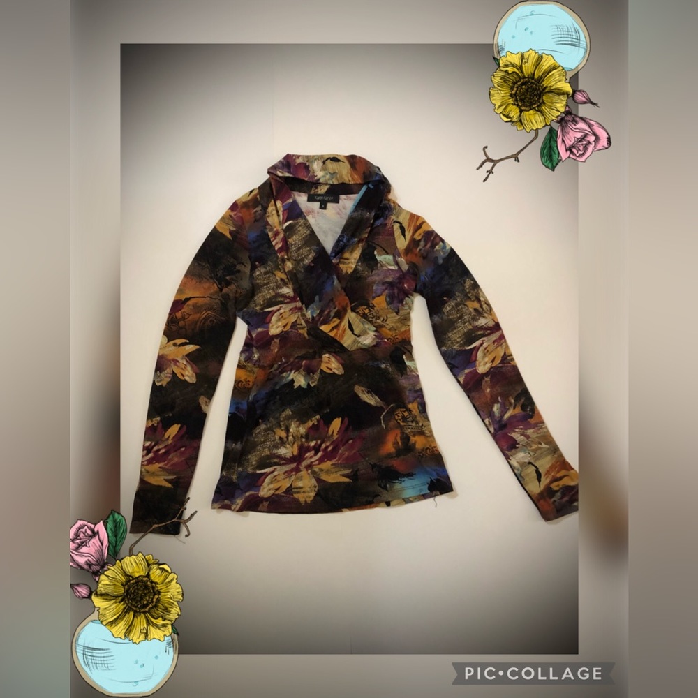 (1)Karen Kane floral long sleeve tunic